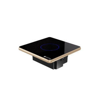 Công tắc cổng 1 nút Lumi vuông kính phẳng viền thẳng champagne LM-S1G/VD | Black