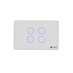 Công tắc rèm đôi 220VAC Lumi chữ nhật ngang kính phẳng viền thẳng champagne LM-S4C/NT | White