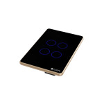 Công tắc rèm đôi DT99 Lumi chữ nhật dọc kính phẳng viền bo cong vàng LM-S4CD-Fy/CG/DD | Black