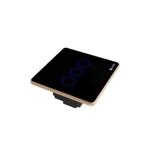 Công tắc rèm đơn 24VDC cos 3 dây Lumi vuông kính phẳng viền thẳng champagne LM-S3C/VD | Black