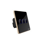 Công tắc rèm đơn 24VDC cos 3 dây Lumi vuông kính lõm viền bo cong champagne LM-S3C-CB/CC/VD | Black