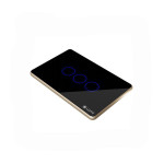 Công tắc rèm đơn 220VAC Lumi chữ nhật dọc kính phẳng viền thẳng champagne LM-S3C/DD | Black