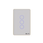 Công tắc rèm đơn 24VDC cos 3 dây Lumi chữ nhật dọc kính phẳng viền bo cong champagne LM-S3C-Fy/CC/DT | White