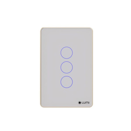 Công tắc rèm đơn DT99 Lumi chữ nhật dọc kính phẳng viền thẳng champagne LM-S3CD/DT | White