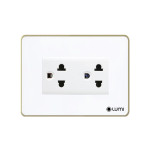 Ổ cắm đôi 3 chấu Lumi vuông kính phẳng viền bo cong champagne LM-SK3/CC/VT | White